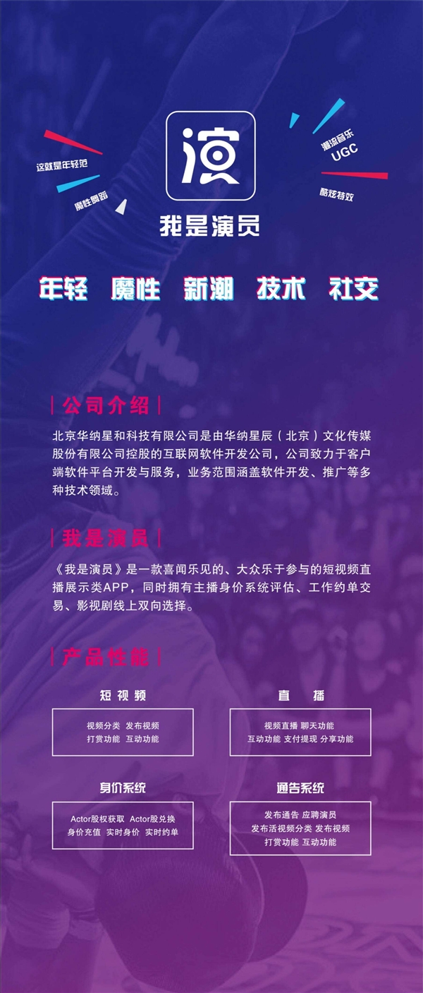 《我是演员》短视频直播平台招募